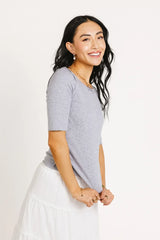 Kippin Fitted Top in Grey - FINAL SALE