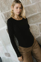 Sailor Ribbed Top in Black - FINAL SALE