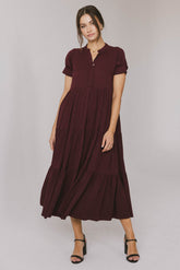 Amanda Tiered Dress in Burgundy - FINAL SALE