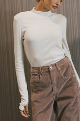 Alani Mock Neck Top in Ivory - FINAL SALE