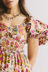 Robbie Floral Midi Dress in Pink - FINAL SALE