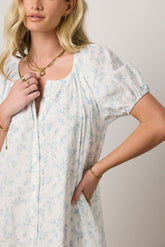 Pattie Floral Babydoll Dress in Blue - FINAL SALE