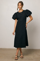 Henry Textured Midi Dress in Black - FINAL SALE