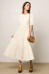 Finey Button Front Maxi Dress in Cream - FINAL SALE