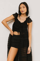 Mona Embroidered Kimono in Black - FINAL SALE