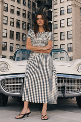 Erin Smocked Maxi Dress in Navy