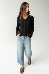 Jazmine Contrast Top in Black - FINAL SALE