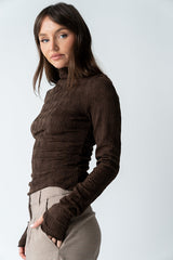 Benny Textured Top in Brown - FINAL SALE