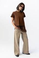 Marlie Asymmetrical Top in Brown - FINAL SALE