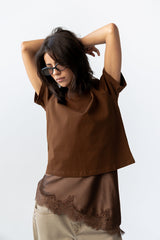 Marlie Asymmetrical Top in Brown - FINAL SALE
