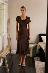 Austia Midi Dress in Brown - FINAL SALE