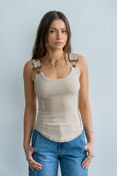 Lenny Overall Top in Taupe - FINAL SALE