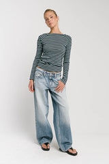 Lyza Striped Top in Blue - FINAL SALE