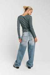 Lyza Striped Top in Blue - FINAL SALE