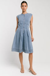 Jacee Denim Dress in Blue - FINAL SALE