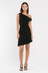 Yara Ruched Mini Dress in Black - FINAL SALE