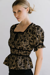 Tallie Floral Blouse in Mocha - FINAL SALE