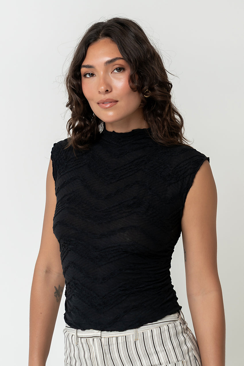 Monet Textured Top in Black - FINAL SALE