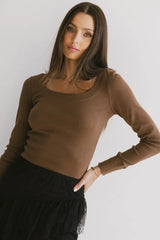 Tylar Scoop Neck Top in Brown - FINAL SALE